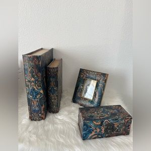 Peacock theme decorative box books, box and picture frame